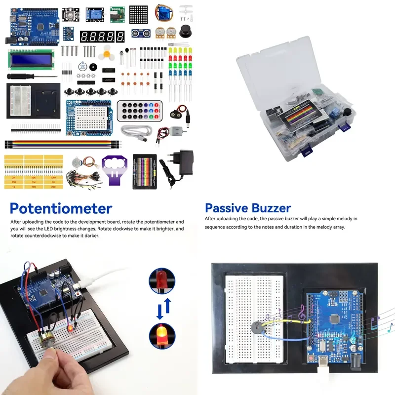 DIY Electronic STEM Cost Effective Electronics Starter Kit, Stepper Motor DIY Sensor Learning Project Kit for Arduino R3