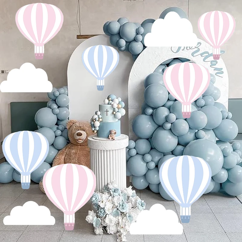 Recortes de globos de aire caliente para Baby Shower, telón de fondo para fiesta de boda, accesorios de fotos, decoración de cartón, 1er cumpleaños