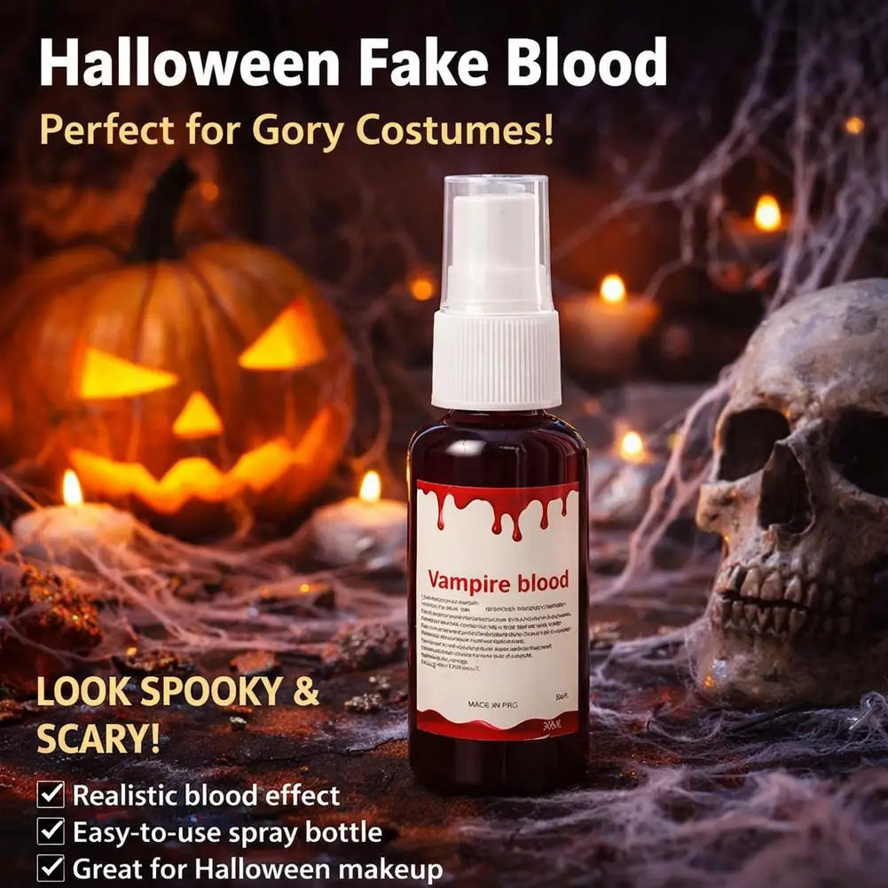 Halloween Kunstplasmaspray, Scherzartikel, Simulations-Make-up, Vampir-Zombie-Trick, Künstliches Plasma, abwaschbares Kunstblut 15/25/30ml – Detail 9