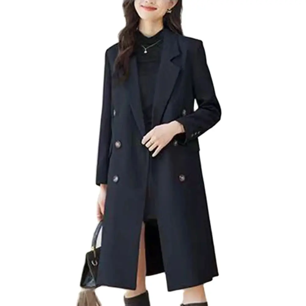 

New Suit Jacket Feminine Temperament Long Spring And Autumn Loose Outside Through The Knee Fashion Split Casual Windbreaker Wome