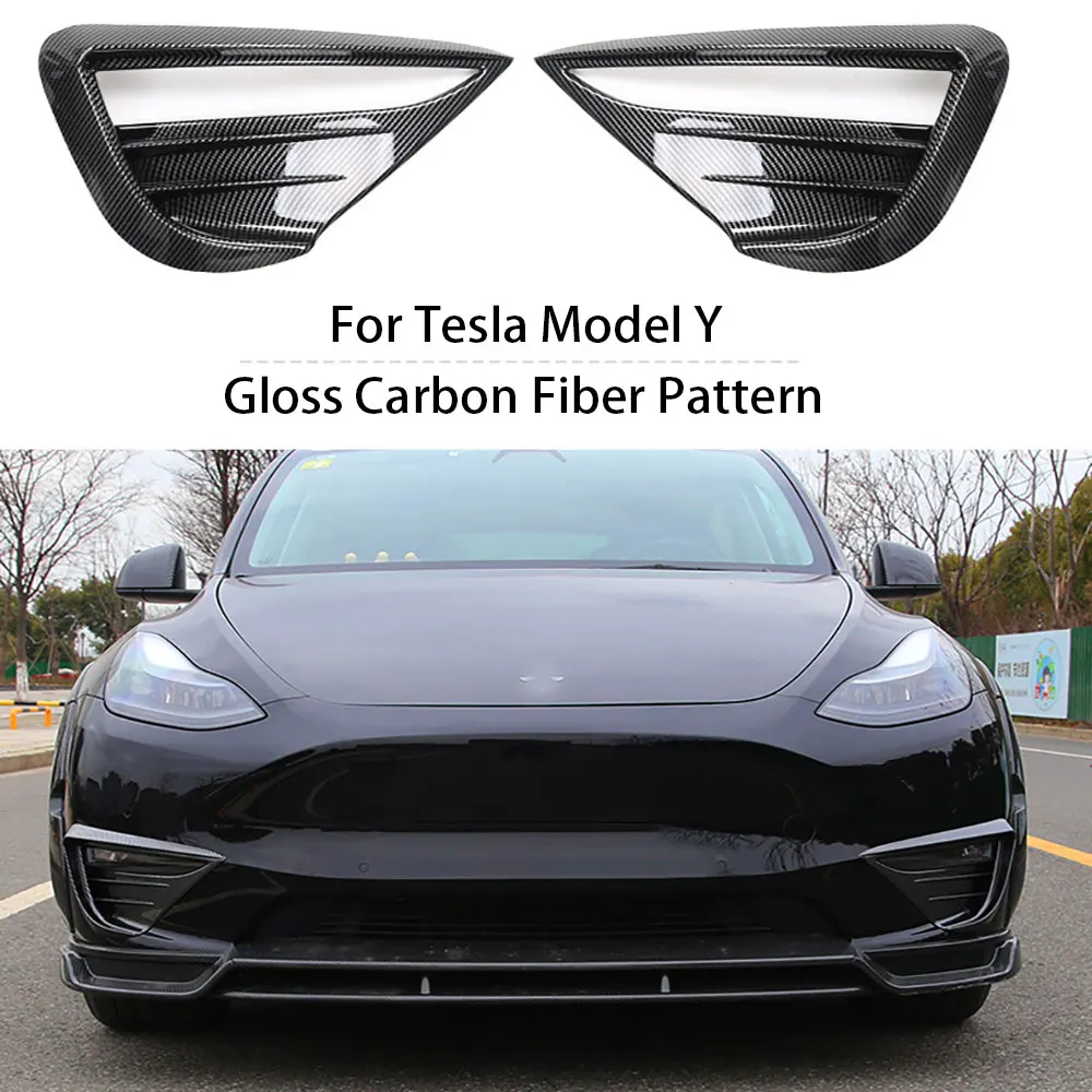 Front Fog Light Trim Cover Frame Blade For Tesla Model Y Accessories  Fog Lamp Eyebrow Spoiler Carbon Fiber ABS Self-Adhesive