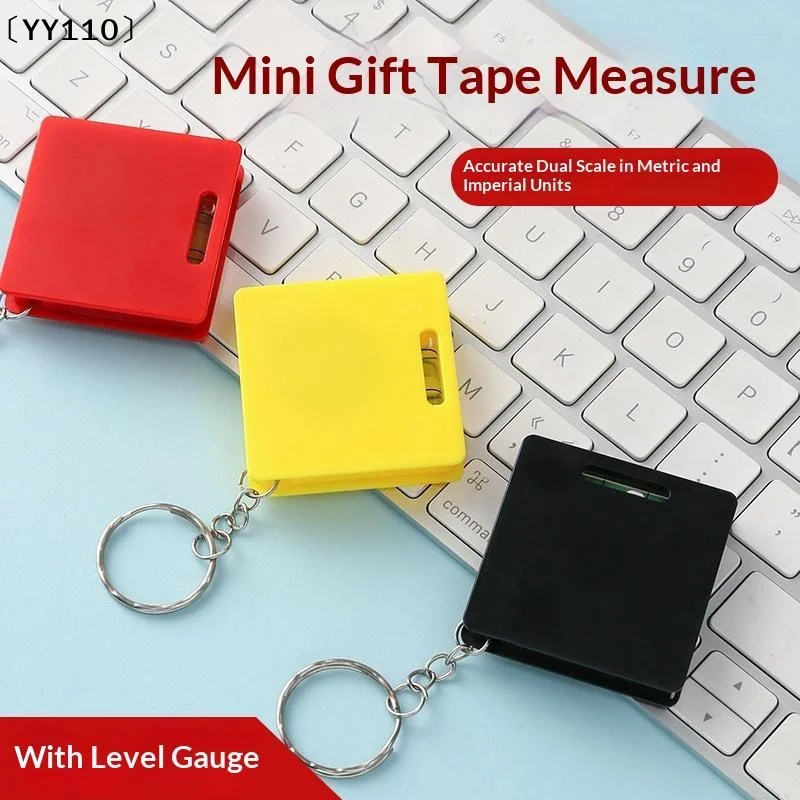 Mini Pocket Measuring Tape Built In Level Dual Metric Imperial Markings Keychain For DIY Home Repair Use〔YY110〕