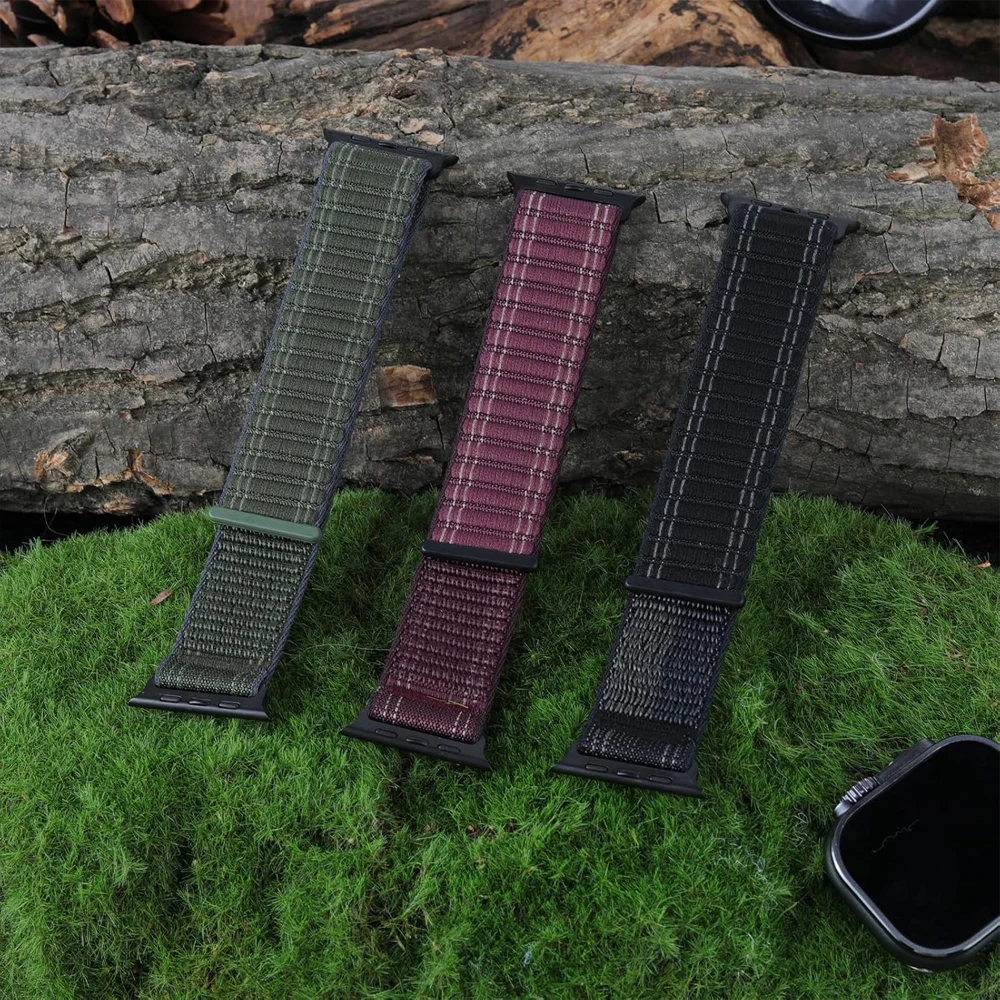 حزام حلقة رياضي لساعة أبل Ultra/Ultra 2 49 مللي متر 46 مللي متر 45 44 42 سوار نايلون حزام كوريا iWatch Series SE 10 9 8 7 6 5