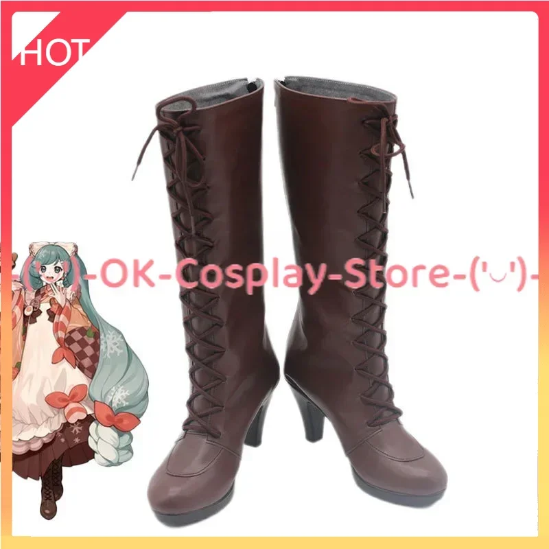 

[Custom Made] Snow Cosplay Shoes Brown High Heel PU Leather Shoes Halloween Carnival Boots Anime Cosplay Prop