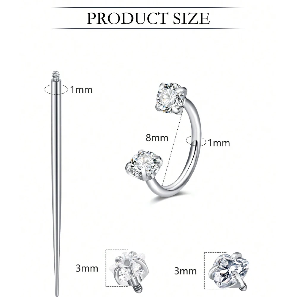 18G Septum Rings Internally Threaded Surgical Steel Septum Lip Rings Hoop Labret Jewelry Horseshoe Earrings Daith Piercing 8mm