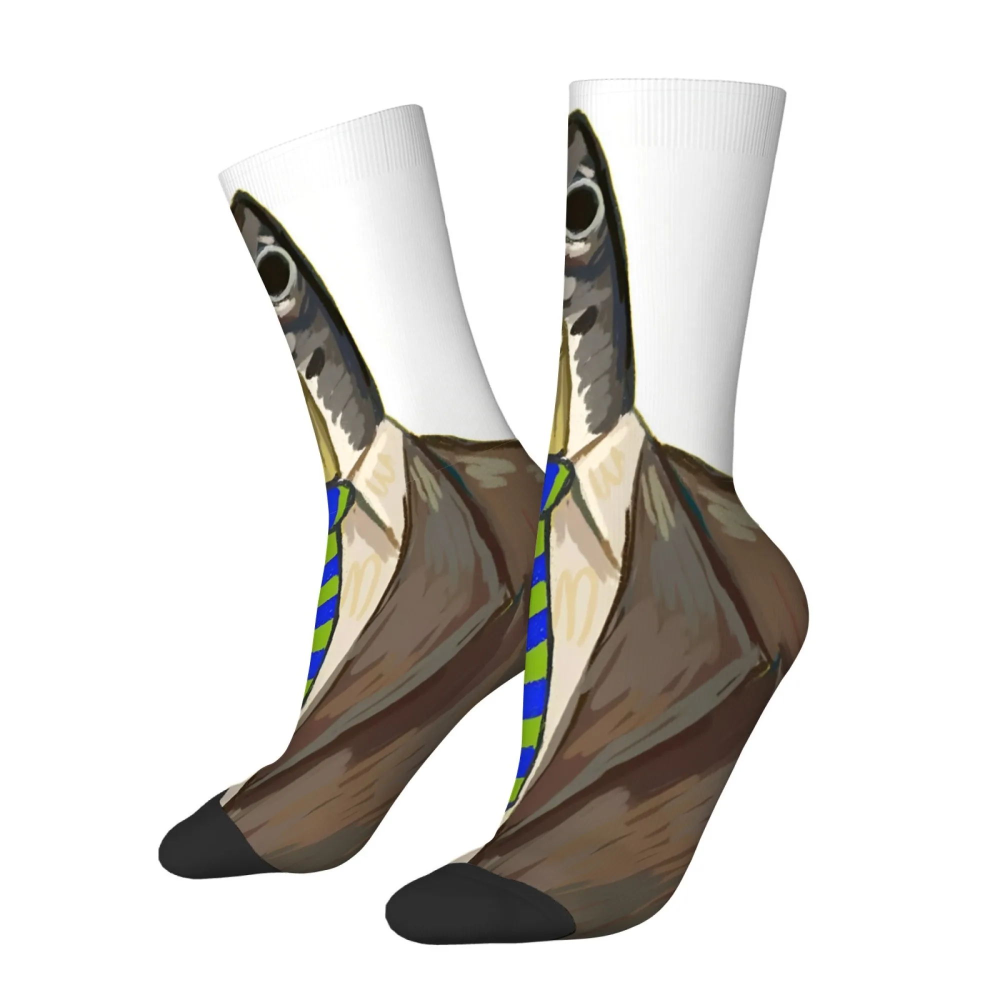 Mr. Fish Men's Socks Non Slip Elastic Breathable for Suits Sports Cycling Hiking Funny Novelty Retro Trendy Compression Socks