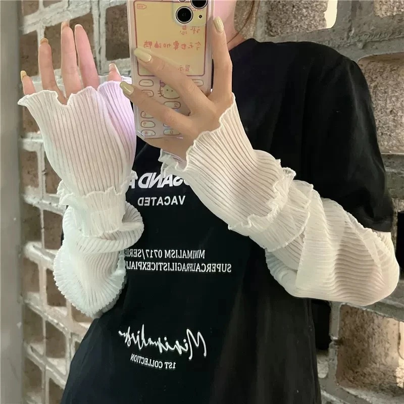 Summer Long Sun-protective Sleeve for Women Lace Sleeves Gloves Lady Thin Lace Mesh Arm Sleeve Sunscreen Uv Breathable Mittens