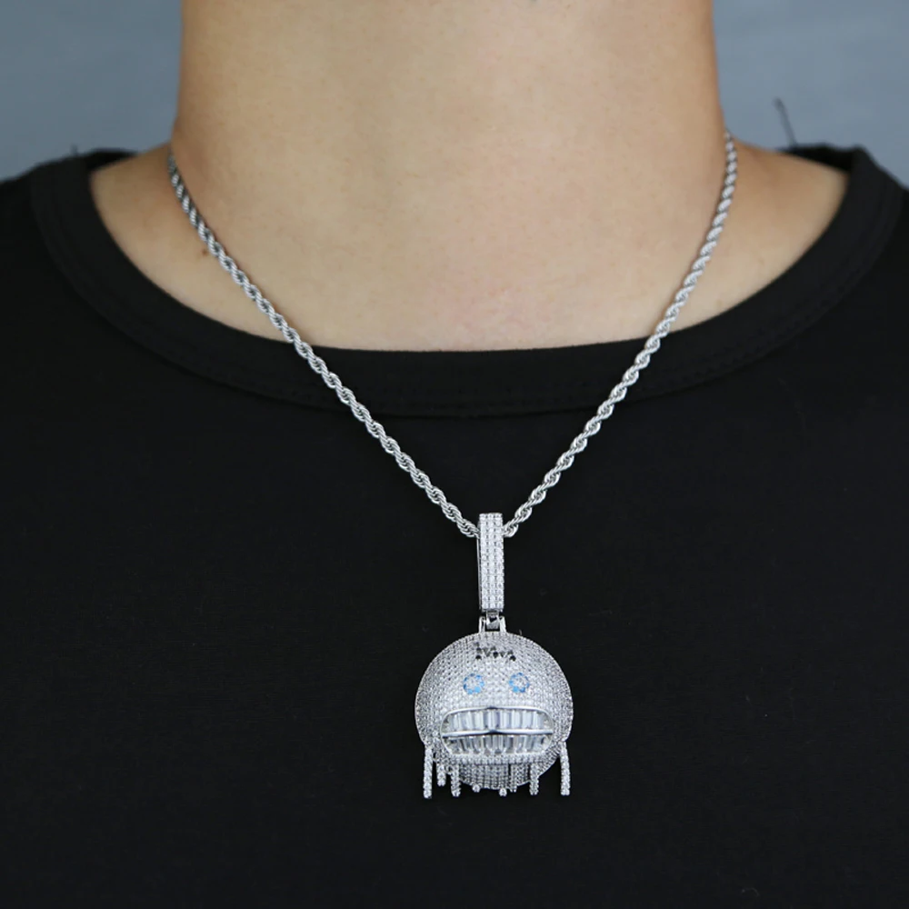 アクセサリー Glitter Ice Chain Necklace 14mm SILVER Iced Out Bling Iceman Necklace Gold Silver Color Full Zircon