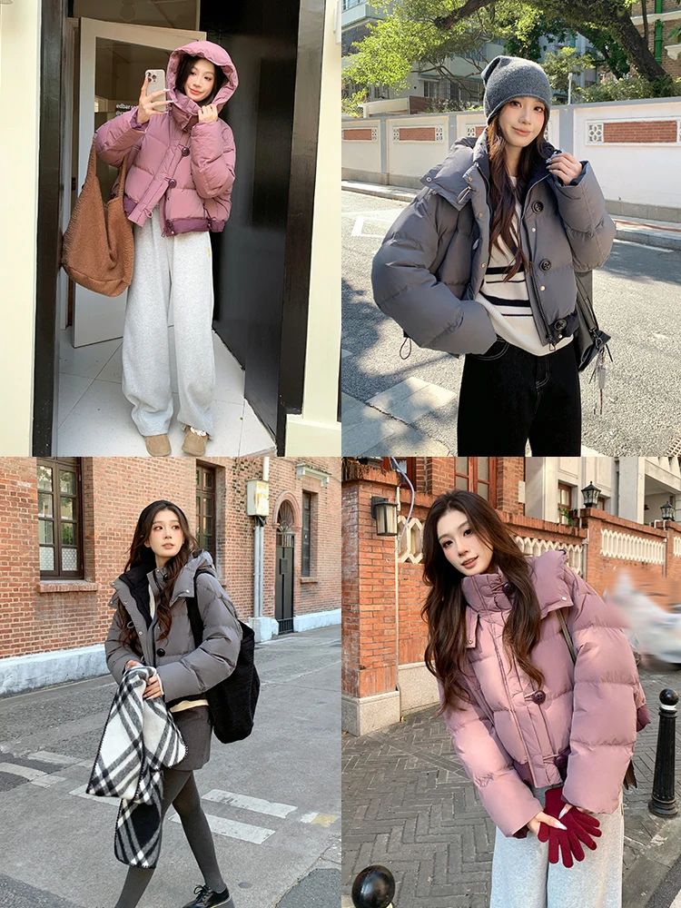 

Новая женская утепленная пуховая куртка-пуховик с капюшоном на молнии, зимняя, цветная, утолщенная, с объемным рукавом.