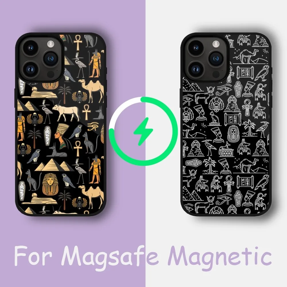 Ancient Egyptian Elements Phone Case For iPhone 15 14 13 12 11 Pro Max Plus Phone Magnetic for Macsafe Cases Cover