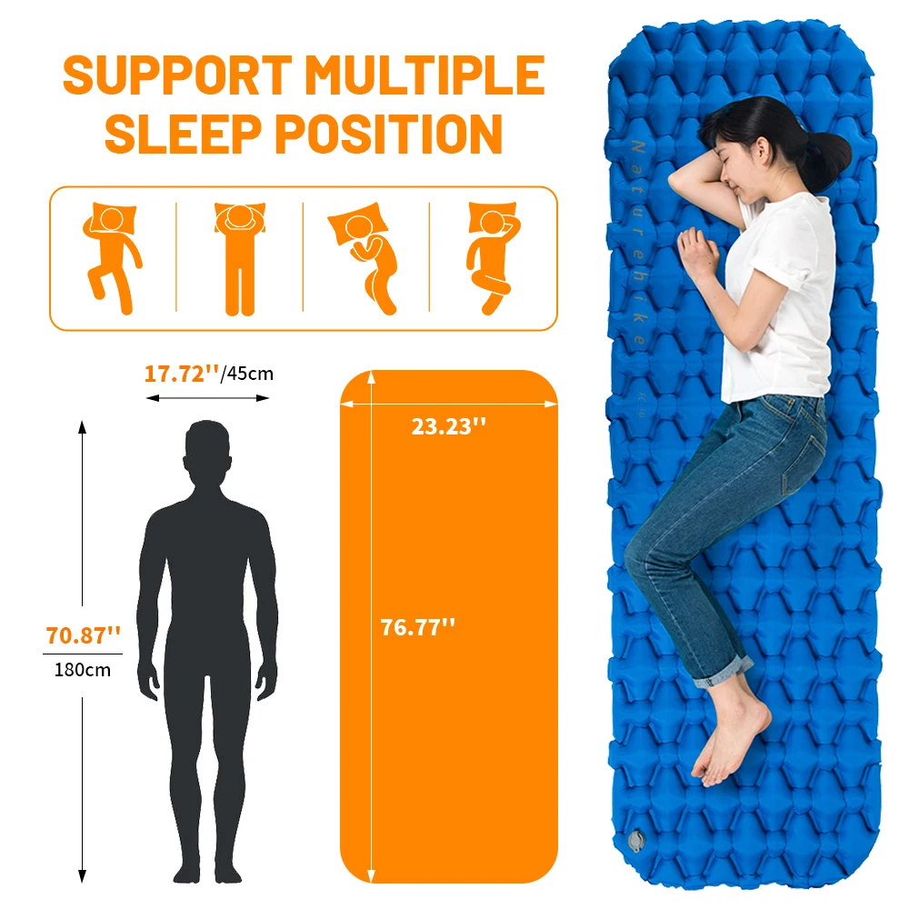 Naturehike Inflatable Mattress Air Cushion Portable Sleeping Mat Damp Proof Waterproof Pad Hiking Camping Ultra-Light Travel Mat