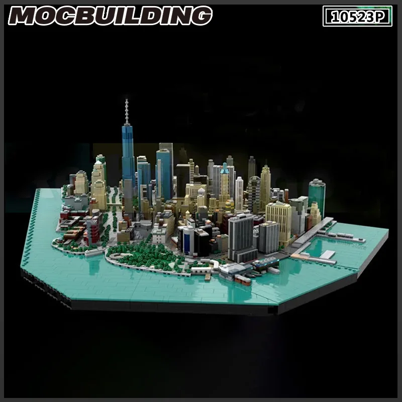

Moc Building Blocks Street View Architecture New York Financial Center Modular DIY Assembly Display Collection Xmas Gift Toys