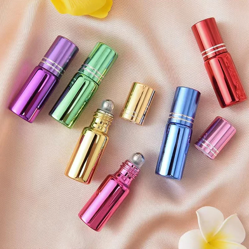 roll on bottle Sub packaging of perfume Glass bottles 5ml polychrome Portable when going out