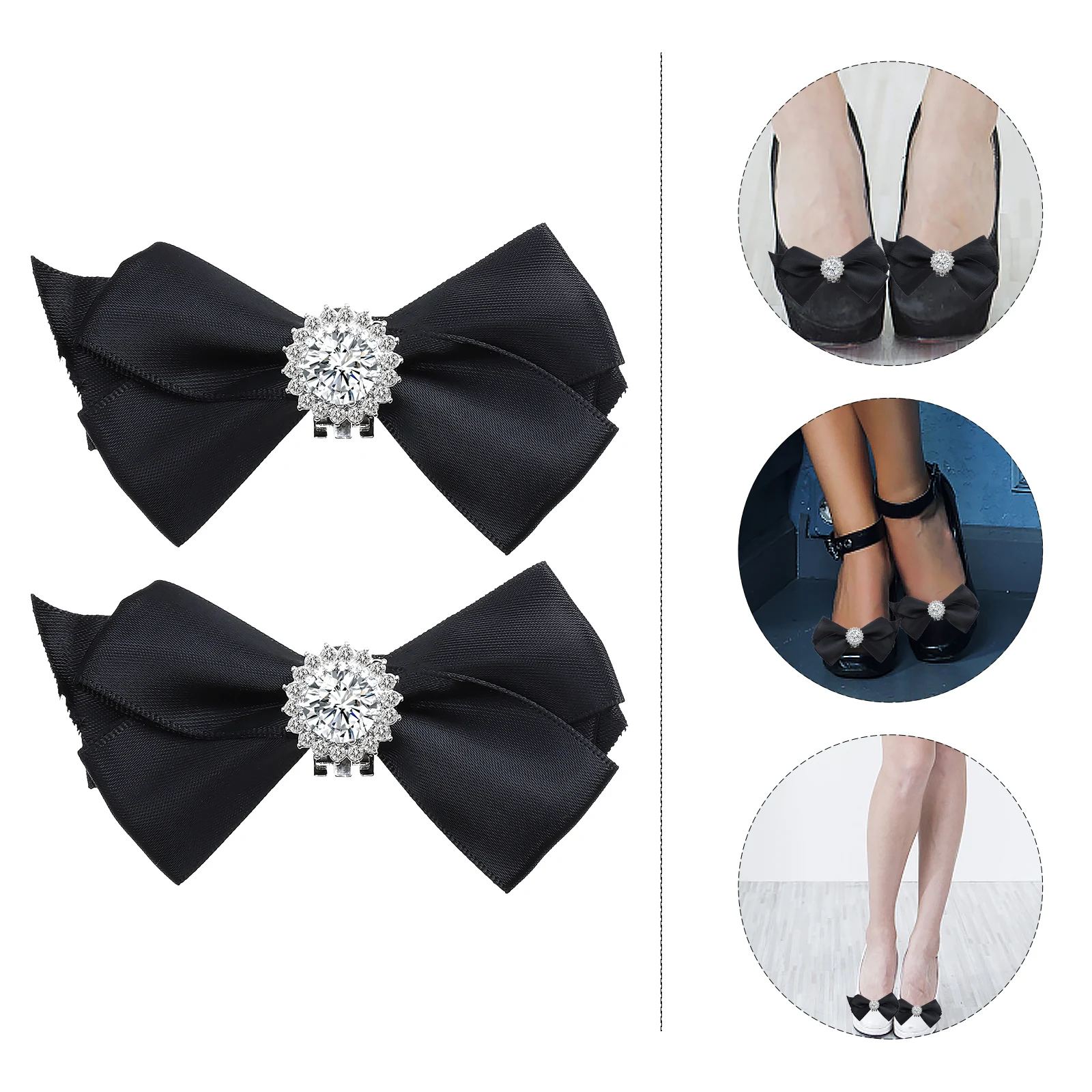 

1Pair Detachable Rhinestone Bowknot Wedding Shoe Buckles Decorative Shoe Ornaments Bride Accessories Stylish Party