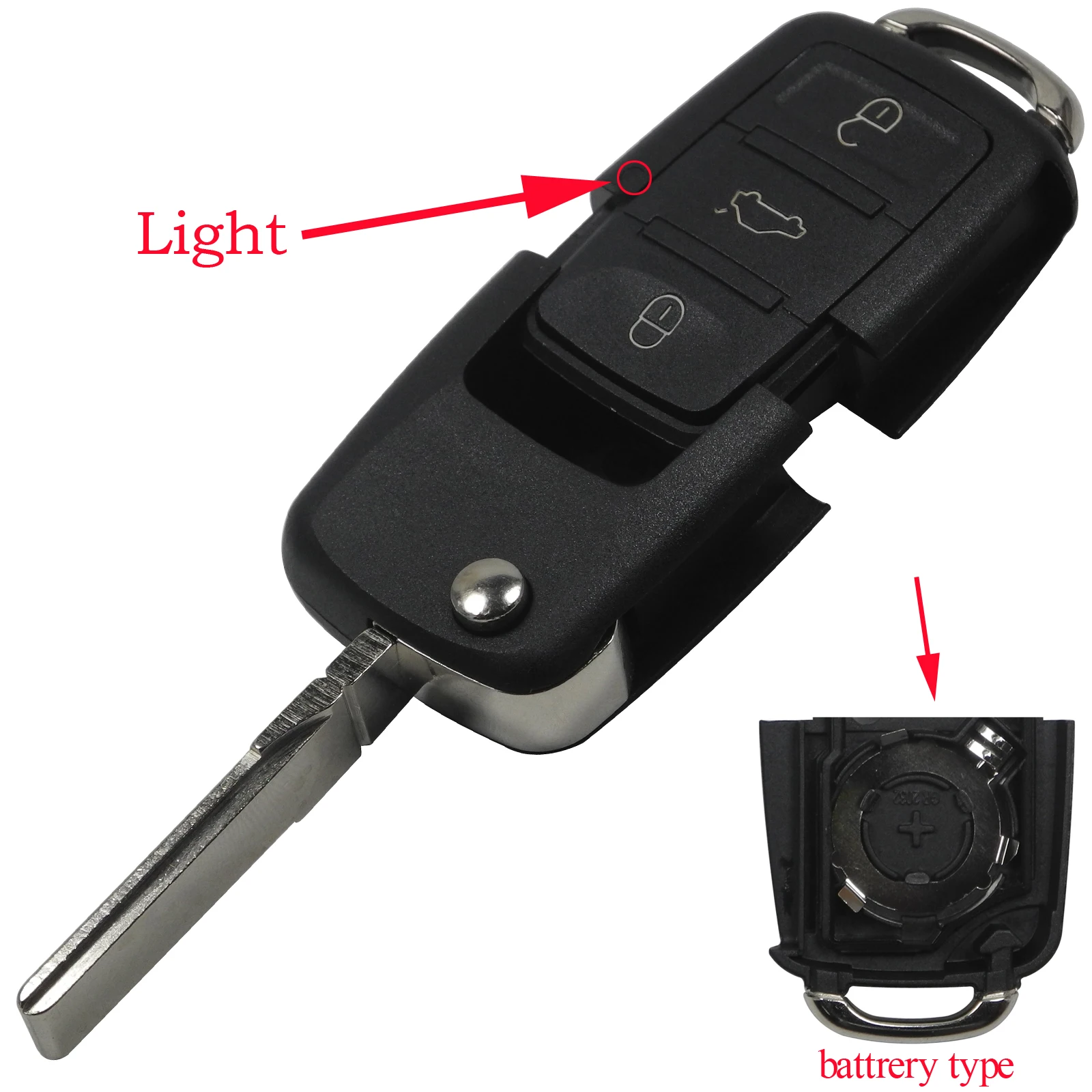 Jingyuqin New Flip Car Key Shell For VW Volkswagen Golf 4 5 7 Passat B5 B6 Tiguan Beetle Polo MK4 Bora Skoda Seat Uncut Blade view 5