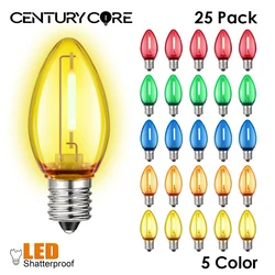 C7 Mini Candle Light Led 220V E12 110V Light Bulb Colorful Plastic Shatterproof  For String Light Outdoor Retro Decoration Light