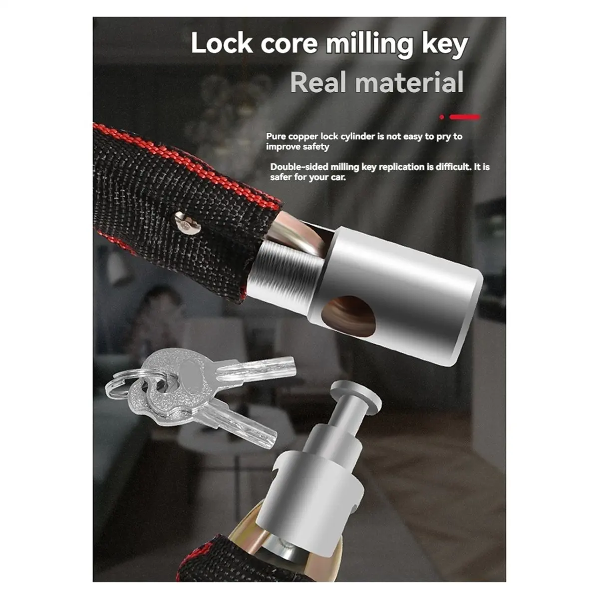 

ABJV Bicycle Lock Lengthened and Thickened Anti-Theft Chain Portable Electric Vehicles Mountain Bike Chain Lock Bicycle Chain