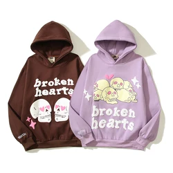 2023 Winter Broken Hearts Print Hoodie Skull Pullover Men Women Friends Family BPM Fleece Broken Planet Loose Sweatshirts