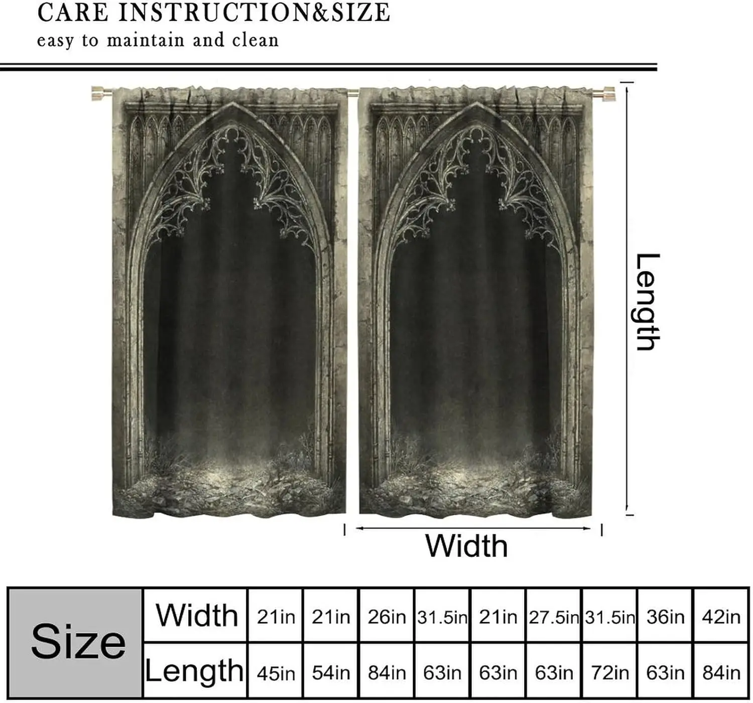 Elegant Gothic Arched Curtains Dark Window Drapery Medieval Victorian Style Home Decor Polyester Luxury Archway Curtain Panel Tr