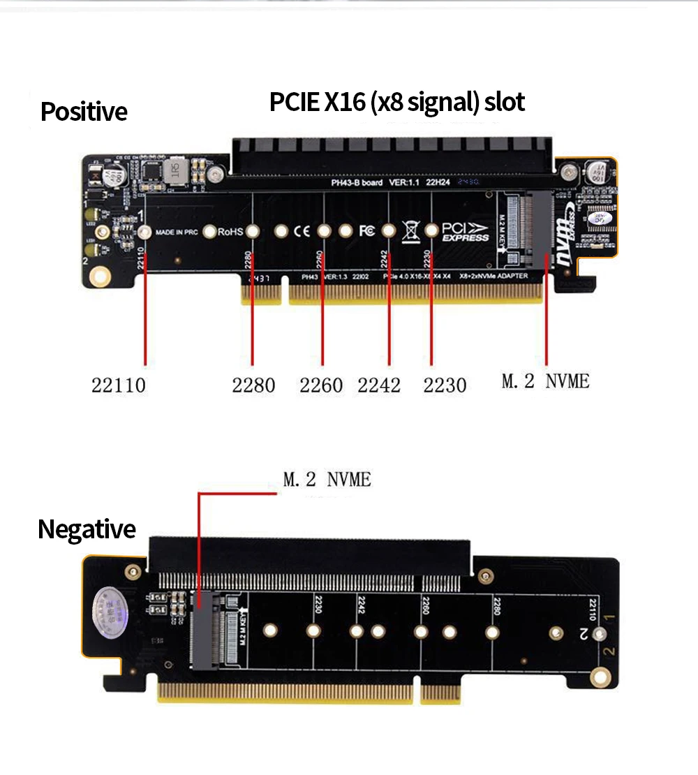 بطاقة توسيع سبليت TISHRIC PCIE 4.0 بطاقة مهايئ القناة PCIe X16 إلى X8 X4 + X4 بطاقة سبليت تدعم المزدوج M.2 NVMe 2230 22110 SSD