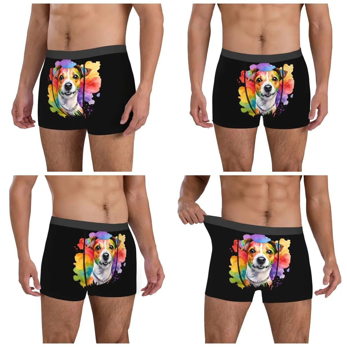 복서 팬티 반바지 잭 러셀 테리어 수채화 초상화 팬티 남성용 부드러운 속옷 남자 남자친구 선물