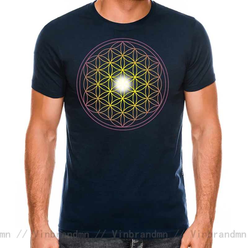 2022 Brand T-shirt Mandala T Shirt Metatrons Cube Flower Of Life Sacred Geometry Tees Graphic Tshirt Star Cluster Chic Clothes