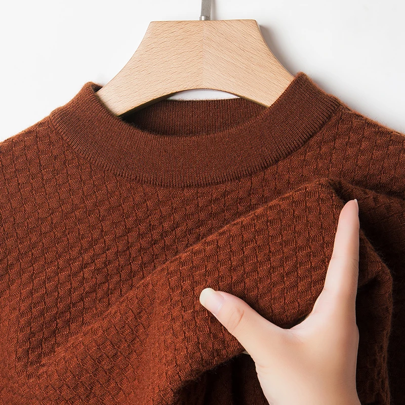 Men's Autumn Winter Long Sleeves Knitwear Keep Warm Round Neck Jacquard Exquisite Sweater Leisure Versatile Men's Clothing Tops