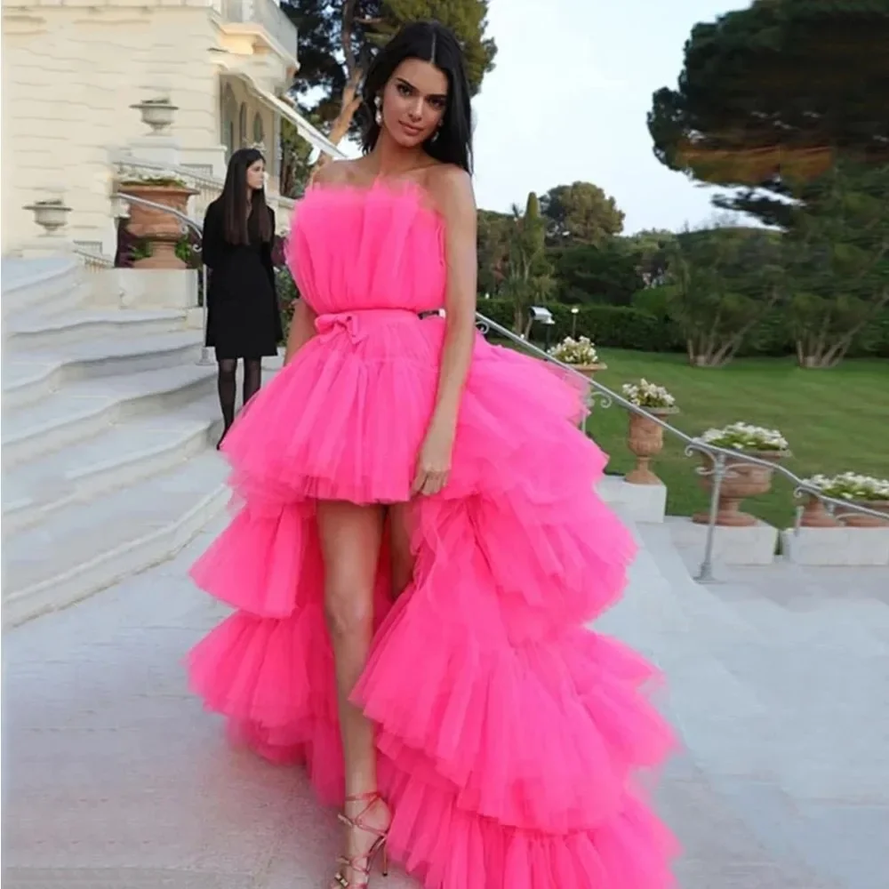 

ANGELSBRIEP High-Low Prom Dresses Vestidos De Festa Luxury Tulle Tiered Special Occasion Abendkleider Birthday Party Gowns