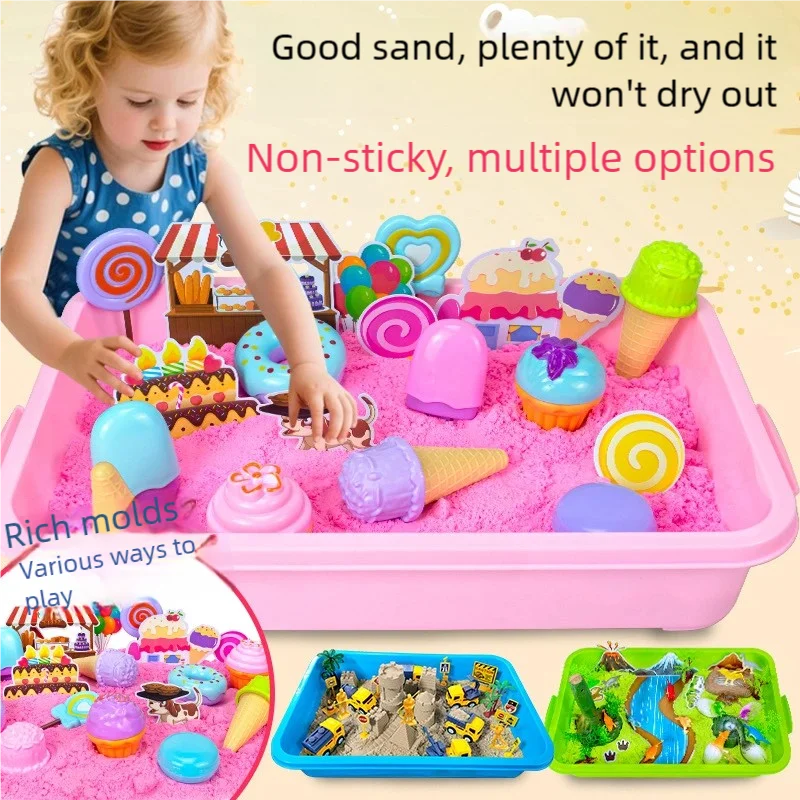Arena cinética Slime arena mágica niño Castillo de unicornio granja de helados caja de arena sensorial juego para niños juguete de arena moldeable no tóxico