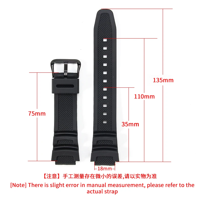 Silicone Watch Strap for Casio Sgw-500h 400 AE-1200 MRW-200 W Waterproof Sweat-Proof Resin Rubber Watchband Accessories18mm