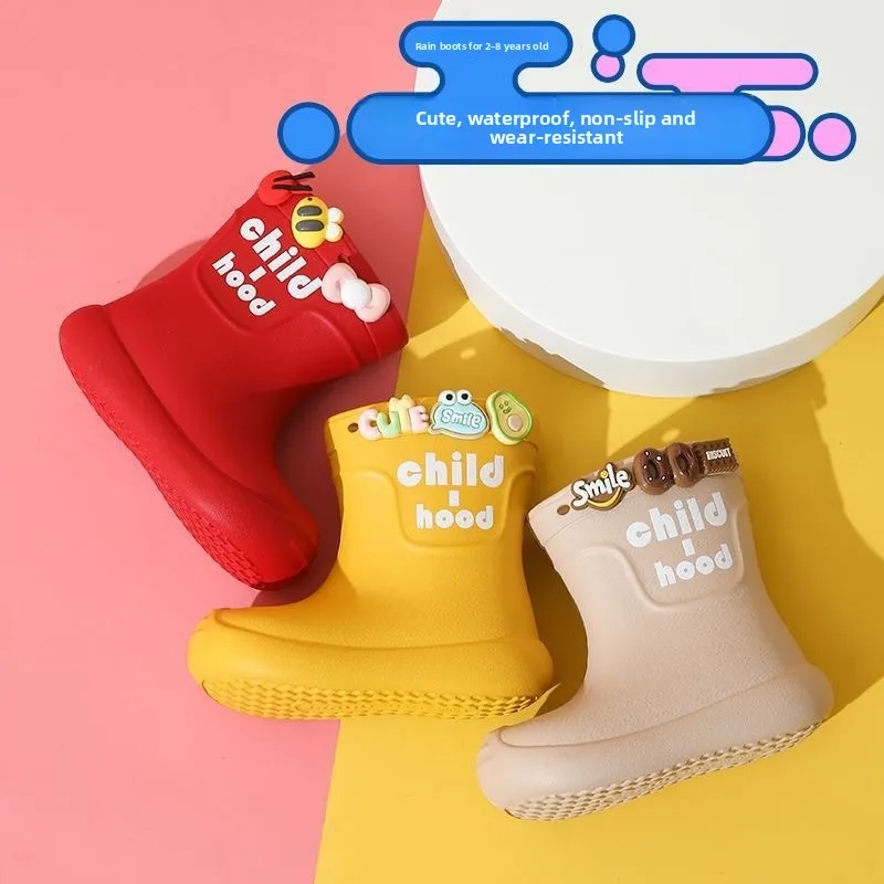 2026 Kids Rain Boots Girls Boys Rainboots Anti-Slip Children Baby Rain Shoes PVC Waterproof Mid-Calf Water Shoes Soft Rubber image 2
