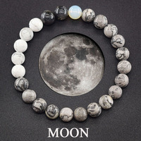 Eight Planets Bead Bracelet Men Women Natural Stone Universe Solar Syetem Earth Moon Saturn Neptune Planet Handmade Jewelry Gift