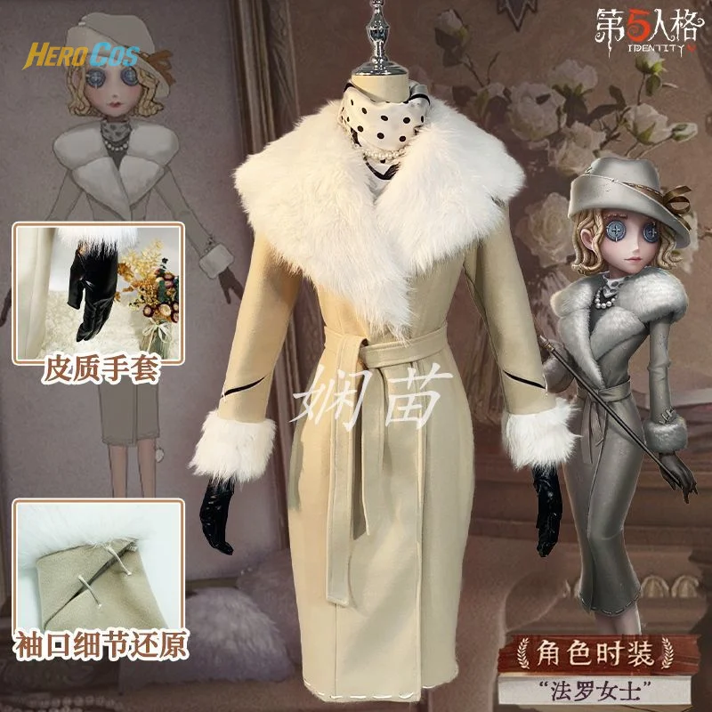 

Identity ⅤEvelyn Mora Cosplay Costume Anime Role Play Women Warm Coat Scarf Elegant Halloween Party Suit Full Set HERO Cos