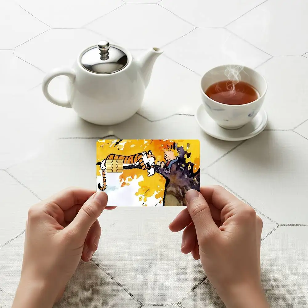 Book Calvin and H-Hobbes Credit Skin Cover Card Stickers 4PCS Film Bus Pass Front Decoration Bank Debit Waterproof