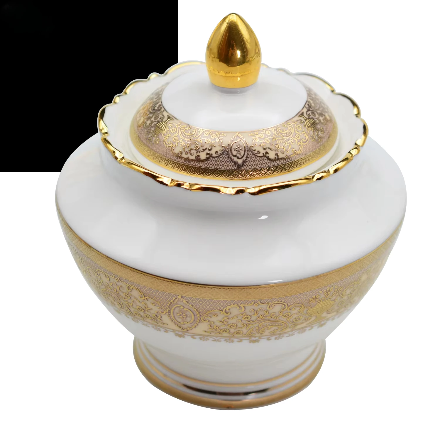 Stilvolles Bone China-Geschirr mit Relief-Golddekoration