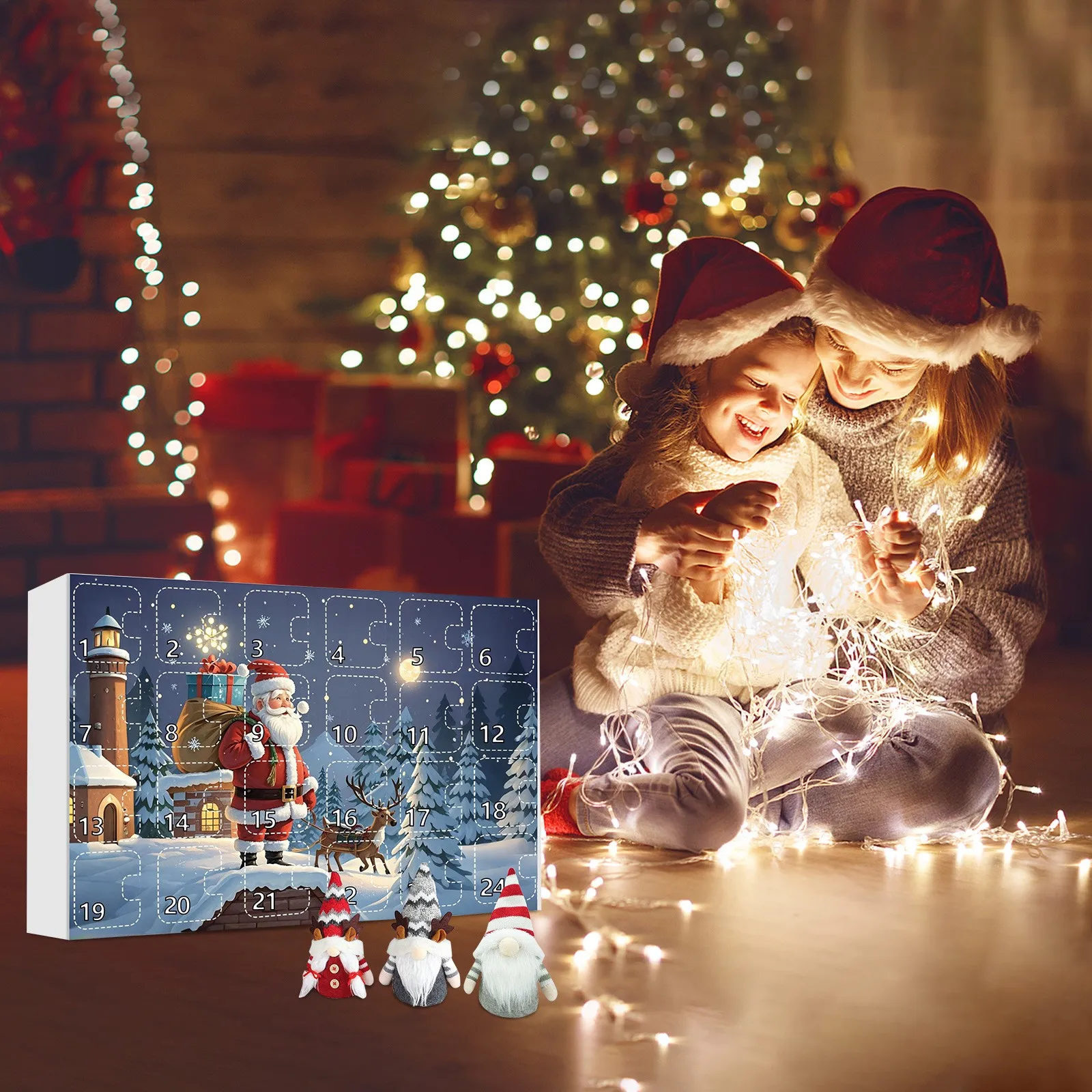 

Christmas Countdown Calendar For Kids Adult, 24 Days Of Christmas Advent Calendar, 24PC Cute CartoonFigures Doll Xmas Vacat