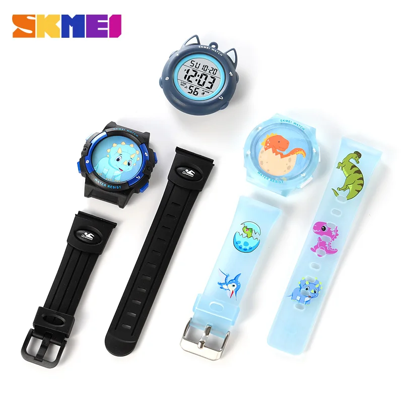 SKMEI Children DIY Electronic Digital Watch Chronograph Clock Sport Watch 3PCS/ Set Waterproof Kids Wristwatch For Boys Girl NFC