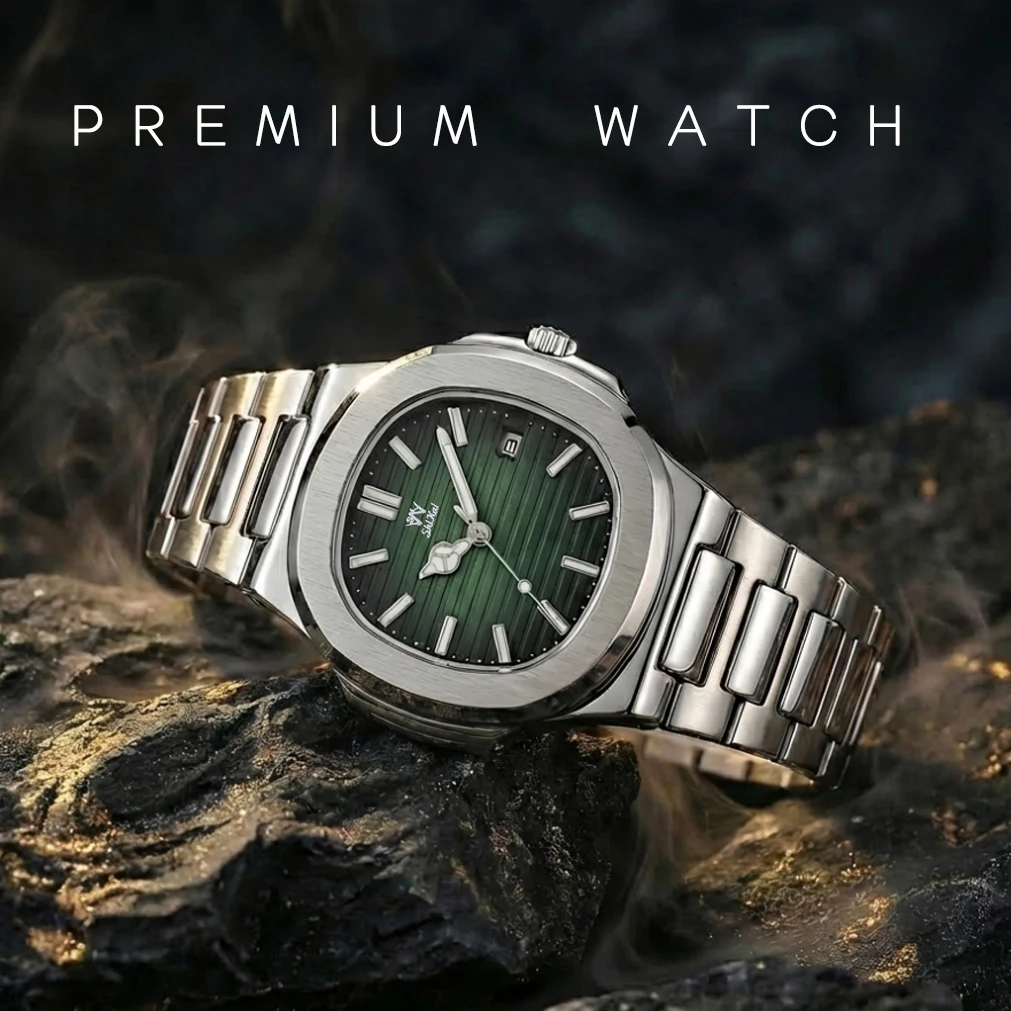 

Luxury Men's Watch Vintage Stainless Steel Integrated Bracelet Quartz Calendar Luminous waterproof Business Wristwatch Gift set