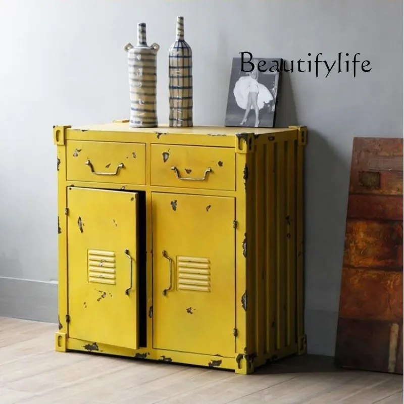 Industrial style old container cabinet modern simple multi-functional side cabinet