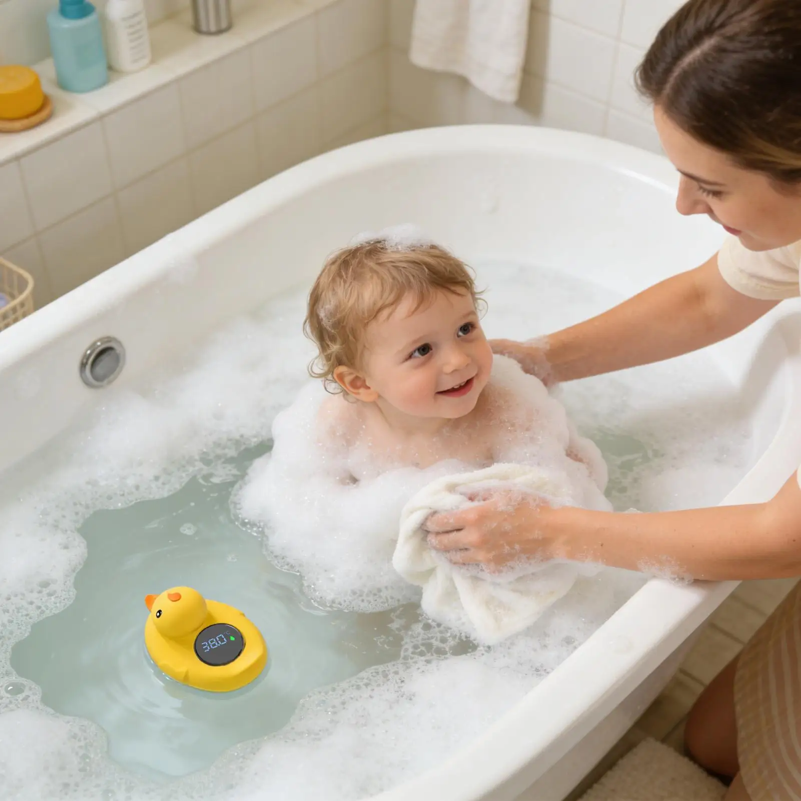 Cartoon Kids Bath Temperature Meter Magnetic Rechargeable Duck Shape Tester Bath Temperature Meter with Digital Display for Pool