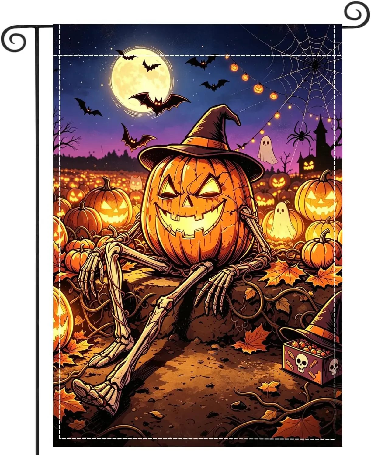 OZTK Halloween Pumpkin Skeleton Garden Flag 12x18 Double Sided Yard Decor yyi