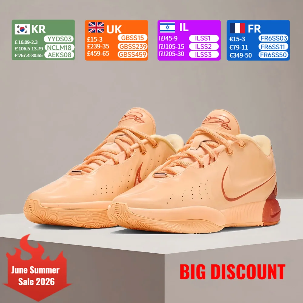 

Nike LeBron 21 Round Toe Comfortable Anti-Slip Durable Cushioned Low-Top Basketball Shoes Men's Peach Pink FV2346-800