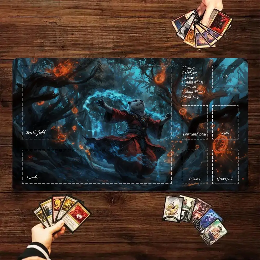 Magic card playmat with zones magic Squirrel Warrior TCG Playmat rubber anti-slip Desk Mat keypad expansion gaming mouse pad