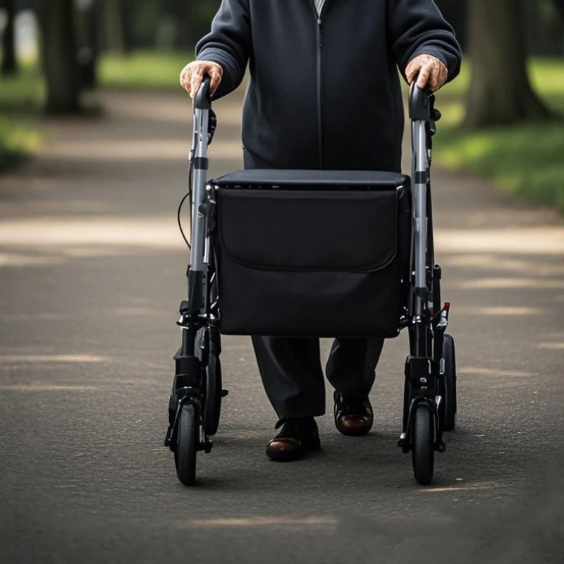 Heavy Duty Rollator Walker for Seniors with Seat,Foldable Rolling Walker for All Terrain Wheels,Adjustable Walking Shopping Cart