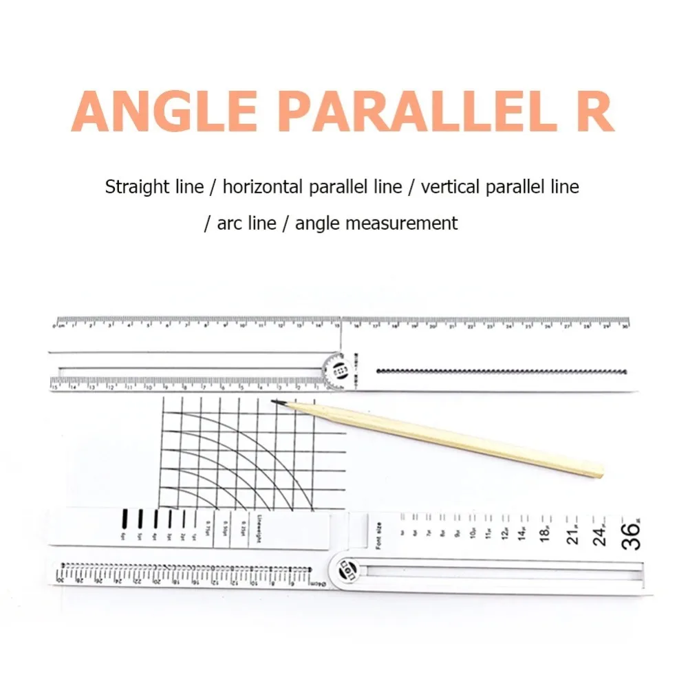 ABS Multifunctional Ruler Folding Math Line Geometric Drawing Ruler Geometry Template Circular Drawing Drafting Ruler
