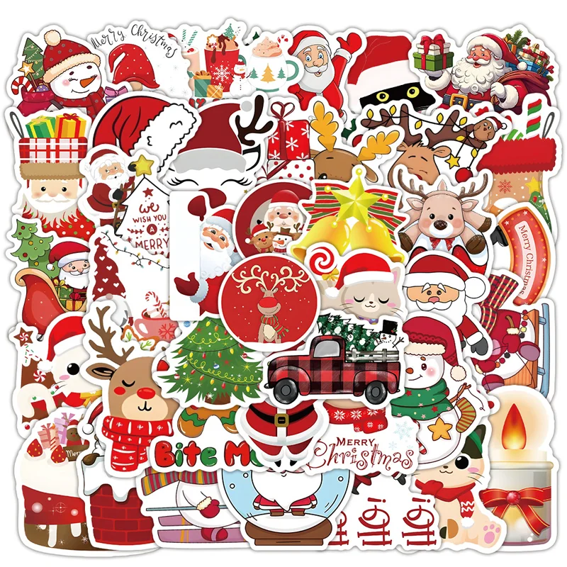 

50PCS Happy Christmas Gnome Stickers PVC Decorative for Home 2024 Wall Sticker Gift Year Christmas 2025 Aesthetic Phone Sticker