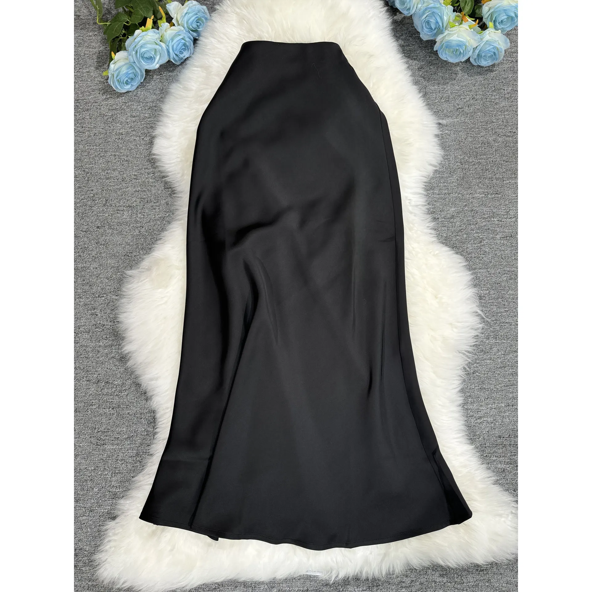 Spring And Summer Multi-color Satin Fishtail Skirt Silky Smooth And Shiny Feeling Versatile And Thin Commuter Dress Women