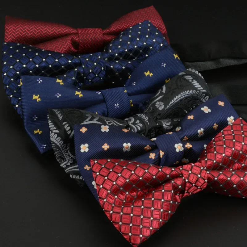 Malformal business meeting men's fashion hot-selling British polka dot striped tie polyester casual single-layer bow tie