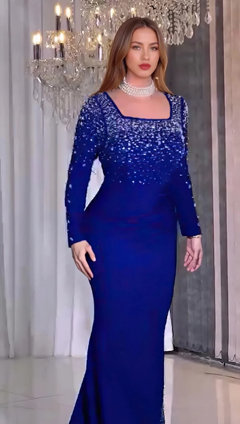 

Fashion Women Diamonds Maxi Dress Evening Wedding Party Gown Ankara Dashiki African Dresses Plus Size Turkey Kaftan Dubai Abayas