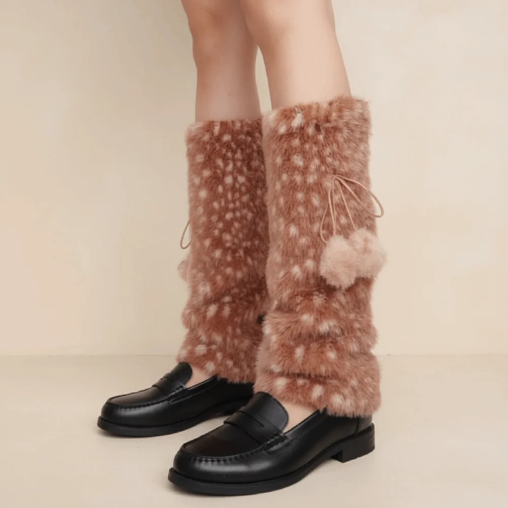 

Y2k Faux Fur Leg Warmer Women's Lolita Y2k Steam Punk Gothic Autumn/Winter Boots Cover Plush Insulation Thickening Mid-Calf Sock